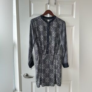GAP Black Patterned Long-Sleeve Dress